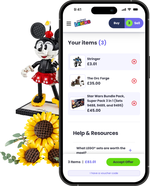 Phone displaying an example selling basket worth £83.01